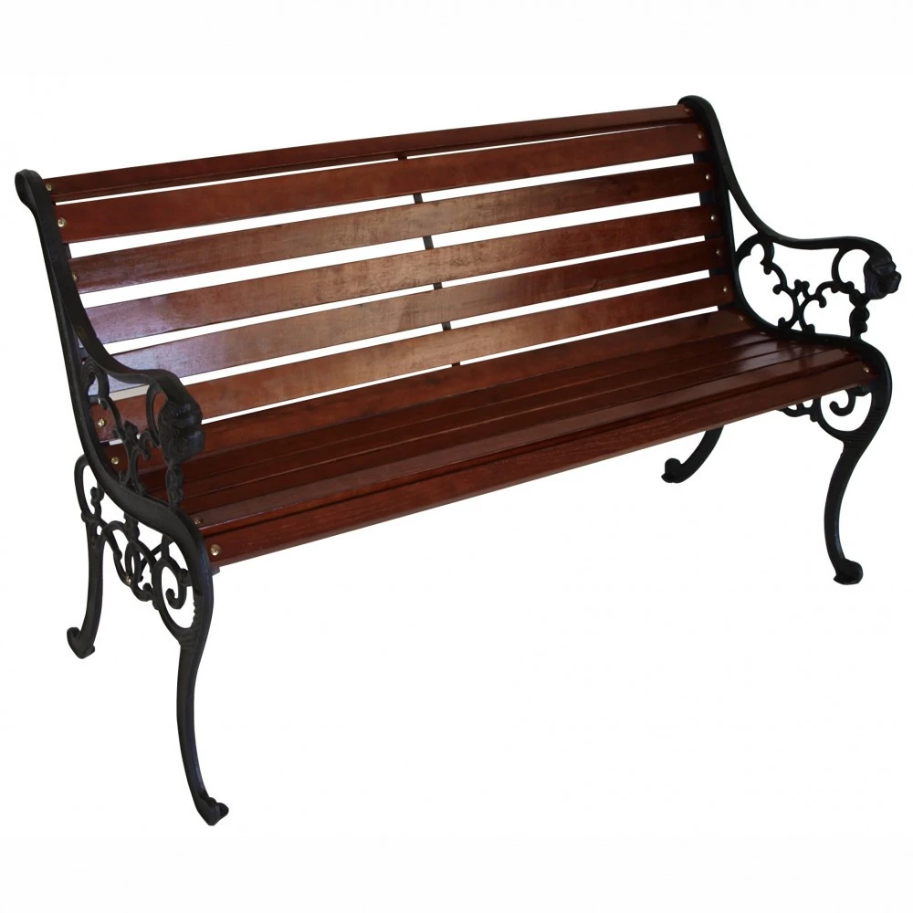 Gartenbank 2-Sitzer 130 X 61x 72 Cm Mahagonifarben Holz/Gusseisen 1 Gartenbank 2-Sitzer 130 X 61x 72 Cm Mahagonifarben Holz/Gusseisen