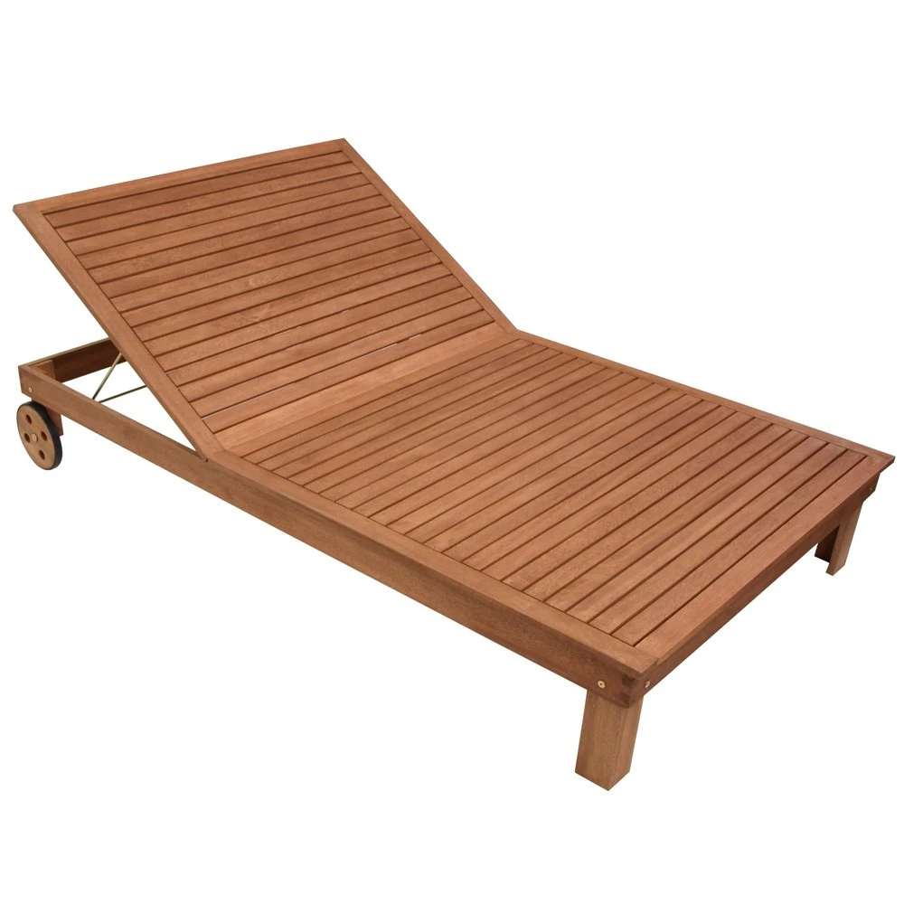 Doppel-Liege Rio 200 X 120 X 33 Cm Eukalyptus Geölt Rollbar 1 Doppel-Liege Rio 200 X 120 X 33 Cm Eukalyptus Geölt Rollbar