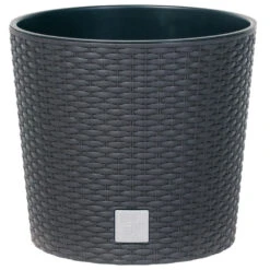 Prosperplast Blumentopf Rato Round In Anthrazit Mit Einsatz Ø 200 Mm