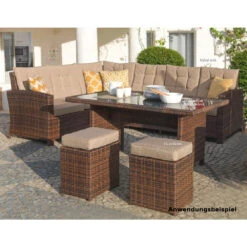 Sitzgarnitur Chiara Braun Aus Polyrattan Mit Zwei Stühlen