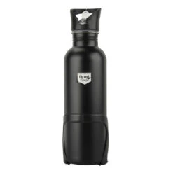 Trinkflasche 750 Ml Aus Edelstahl In Schwarz Mit Halterung