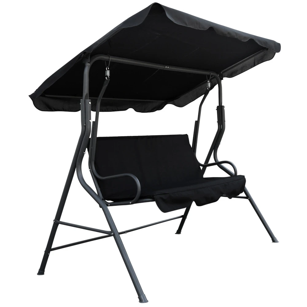 Hollywoodschaukel 3-Sitzer In Schwarz 185 X 110 X 160 Cm 2 Hollywoodschaukel 3-Sitzer In Schwarz 185 X 110 X 160 Cm – Bild 2