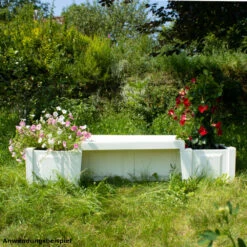 Gartenbank Berlin 2-Sitzer Aus Kunststoff Mit Zwei Pflanzkästen
