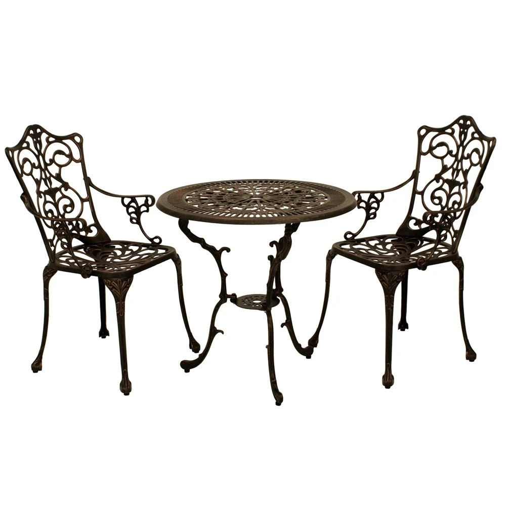 Gartensitzgruppe Jugendstil 3-teilig, Aluguss, Bronze-antik 1 Gartensitzgruppe Jugendstil 3-teilig, Aluguss, Bronze-antik