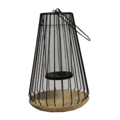 Laterne Mit Glaseinsatz Und Teelichthalter In Schwarz