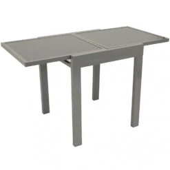 Gartentisch Ausziehbar, 65/130 X 65 X 74 Cm, Aluminium, Glasplatte, Grau