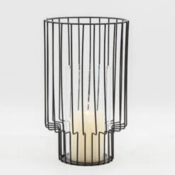 Windlicht Mit Glaseinsatz Rund Ø 18 Cm X 30 Cm In Schwarz