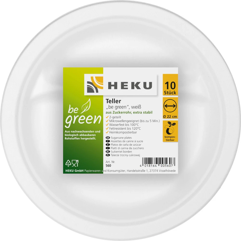 Menüteller 10 Stück 2-geteilt Ø 22 Cm Aus Weißem Zuckerrohr 2 Menüteller 10 Stück 2-geteilt Ø 22 Cm Aus Weißem Zuckerrohr – Bild 2