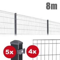 Zaunpaket Michl Ca. 0,8 M X 8 M Anthrazit Verzinkt Pulverbeschichtet