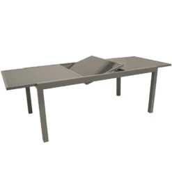 Gartentisch Ausziehbar, 180/2400 X 90 X 74 Cm, Aluminium, Glasplatte, Grau