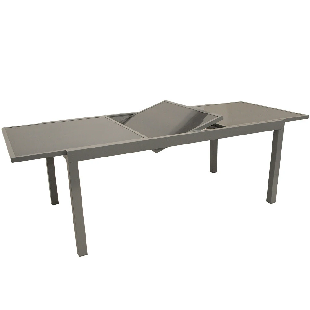 Gartentisch Ausziehbar, 180/2400 X 90 X 74 Cm, Aluminium, Glasplatte, Grau 1 Gartentisch Ausziehbar, 180/2400 X 90 X 74 Cm, Aluminium, Glasplatte, Grau
