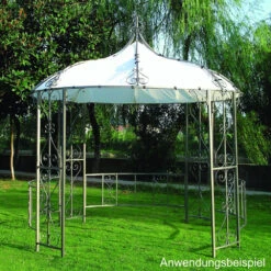 Pavillon Burma Rund, Ø 3 M, Weiß, Mit Ornamenten