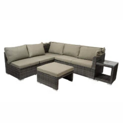 Garten-Lounge-Set Manacor 5-teilig, Polyrattan, Grau -Garten Lust 2Qmx1faxFuVAyUE 1280x1280