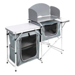 Campingtisch Klappbar, Mit Aluminiumgestell, Windschutz Und MDF Platte