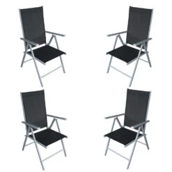Gartensessel-Set 4-teilig, Klappbar 56 X 65,5 X 107 Cm, Schwarz