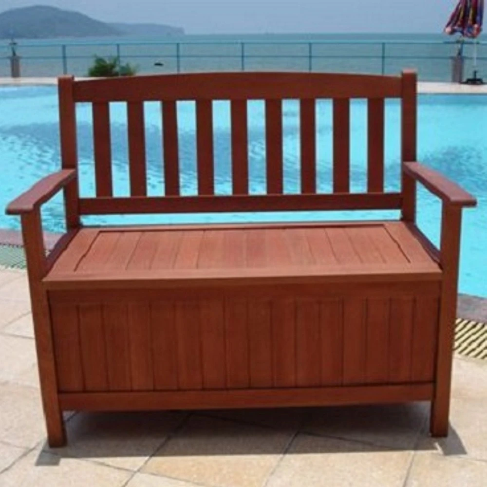 Truhenbank 2-Sitzer, 120 Liter, Holz Eukalyptus 2 Truhenbank 2-Sitzer, 120 Liter, Holz Eukalyptus – Bild 2