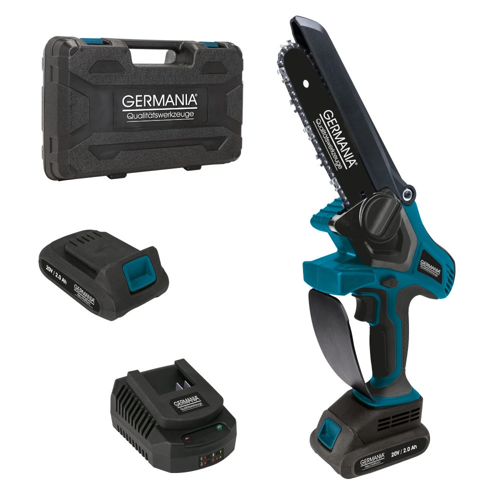 GERMANIA Plattform Akku Mini-Kettensäge 20 V 1 GERMANIA Plattform Akku Mini-Kettensäge 20 V