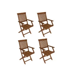 Klappsessel-Set Tobaco 4-teilig, Akazienholz Geölt