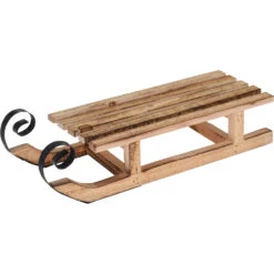 Weihnachtsdeko Schlitten 40 Cm Aus Holz, Naturbelassen