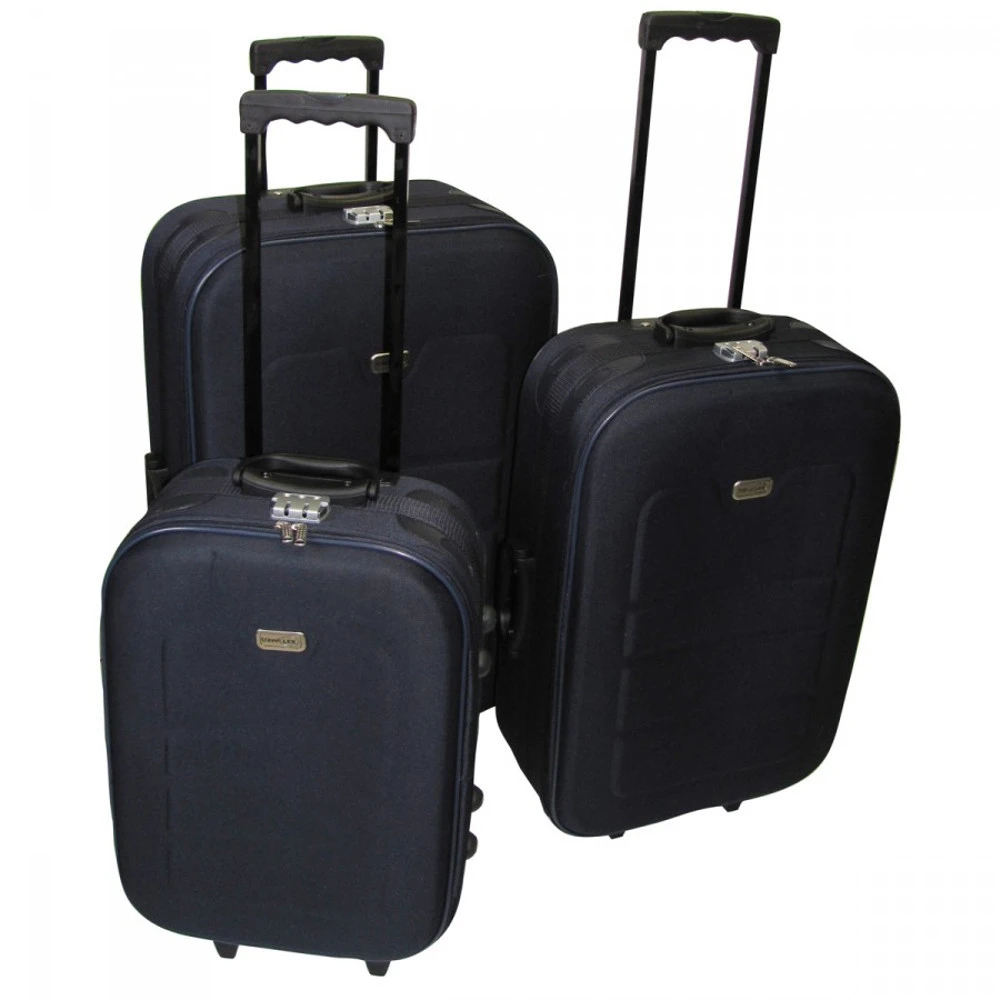 Trolley 3tlg Set Dunkelblau EVA Kunststoff 1 Trolley 3tlg Set Dunkelblau EVA Kunststoff