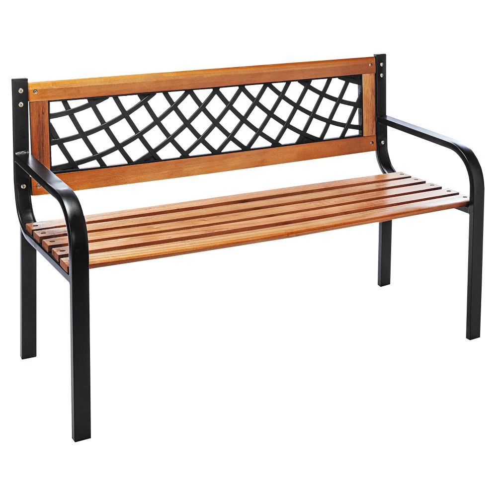 Gartenbank 2-Sitzer Aus Chinesischem Holz Mit Metallgestell 1 Gartenbank 2-Sitzer Aus Chinesischem Holz Mit Metallgestell