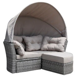 Liegeinsel Marbella 200x184x74cm Polyrattan Grau Klappverdeck Inkl. Auflagen -Garten Lust 9kW2GyYkQyFNeCI 1280x1280
