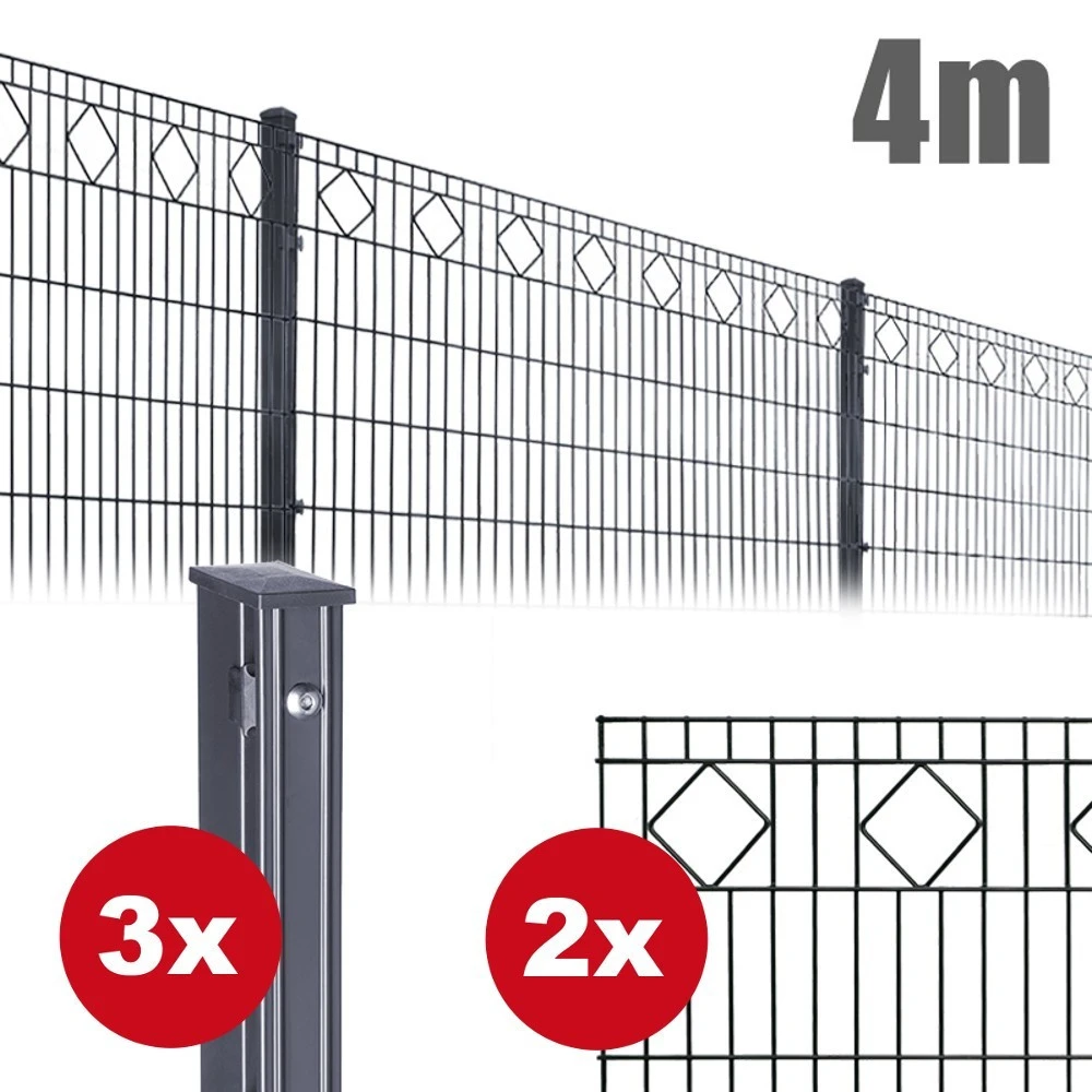 Zaunpaket Valencia Ca. 1,0 M X 4 M Anthrazit Verzinkt Pulverbeschichtet 1 Zaunpaket Valencia Ca. 1,0 M X 4 M Anthrazit Verzinkt Pulverbeschichtet
