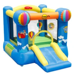 Hüpfburg „Party“ Aufblasbar Aus Polyester Mit Basketballkorb Und Zubehör