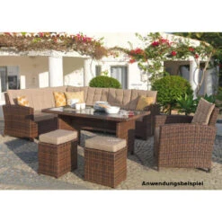 Sitzgarnitur Chiara Braun Aus Polyrattan Mit Zwei Stühlen Und Sessel