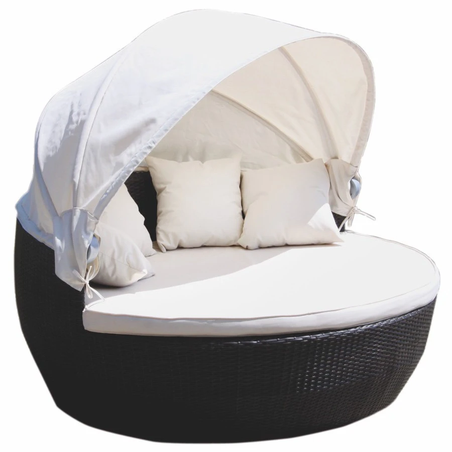 Sonneninsel Polyrattan Ø 170 Cm Mit Sonnendach In Schwarz 1 Sonneninsel Polyrattan Ø 170 Cm Mit Sonnendach In Schwarz