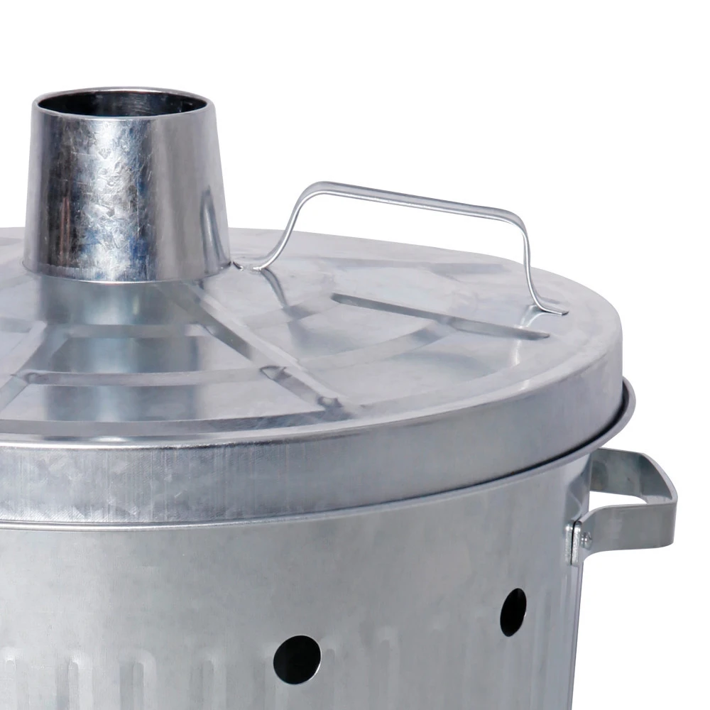 Feuertonne 75 Liter Aus Stahl Mit Deckel Und Luftlöcher 2 Feuertonne 75 Liter Aus Stahl Mit Deckel Und Luftlöcher – Bild 2