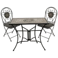 Bistroset 3-teilig - 2 Klappstühle Und Ein Eckiger Mosaik-Tisch