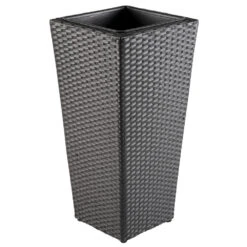 Blumentopf Kegelförmig 31 X 64 Cm In Grauer Rattanoptik Mit Einsatz