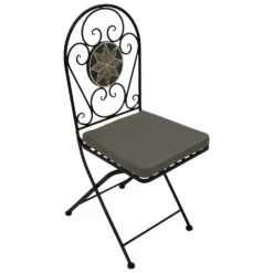 Klappstuhl 2-er Set Aus Eisen Mit Mosaik-Verzierung In Grau