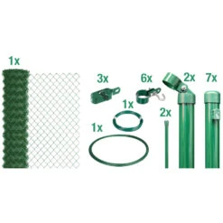 Maschendrahtzaun-Set Grün 15 M X 150 Cm Zum Einbetonieren