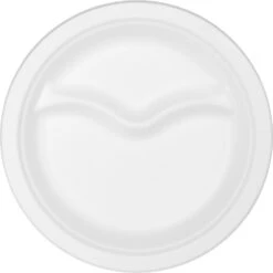 Menüteller 10 Stück 2-geteilt Ø 22 Cm Aus Weißem Zuckerrohr