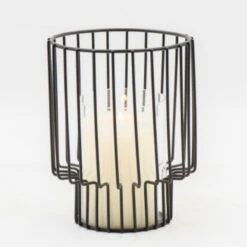 Windlicht Mit Glaseinsatz Rund Ø 14 X 18 Cm In Schwarz