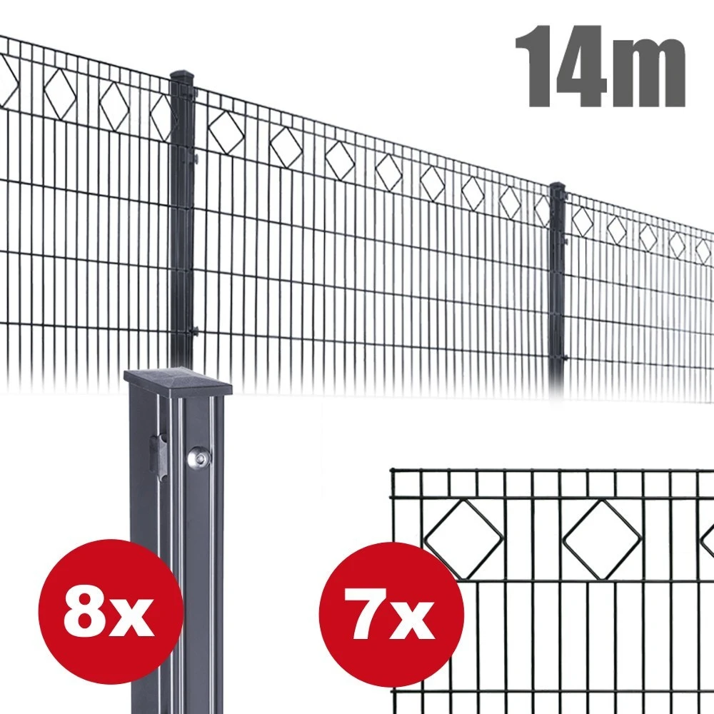 Zaunpaket Valencia Ca. 0,8 M X 14 M Anthrazit Verzinkt Pulverbeschichtet 1 Zaunpaket Valencia Ca. 0,8 M X 14 M Anthrazit Verzinkt Pulverbeschichtet