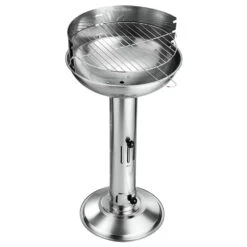 Säulengrill Rund Aus Edelstahl Mit Bodenplatte