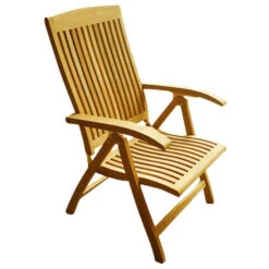 Klappstuhl Mit Armlehnen Aus Hochwertigem Teakholz Naturbelassen