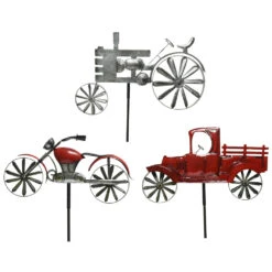 Gartenstecker Windrad 134 Cm Mit Fahrzeugmotiv Und Erdspieß
