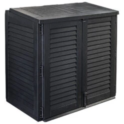 Mülltonnenbox Aus Kunststoff In Grau, Für Zwei Mülltonnen Je 120 Liter