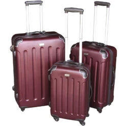 Trolley Set 3tlg Burgundrot ABS Hartschale Polycarbonat Inklusive Schloss