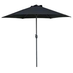 Sonnenschirm Ø 270 Cm In Schwarz Mit Kurbelmechanismus