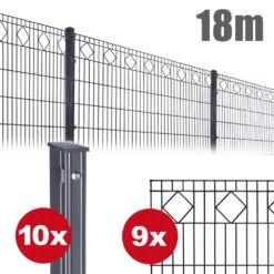 Zaunpaket Valencia Ca. 1,0 M X 18 M Anthrazit Verzinkt Pulverbeschichtet