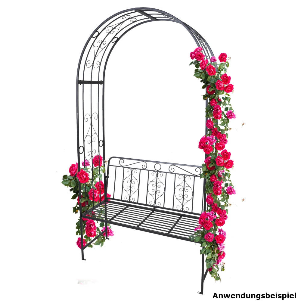 Rosenbogen Mit Bank 121x53x230 Cm Aus Metall 2 Rosenbogen Mit Bank 121x53x230 Cm Aus Metall – Bild 2