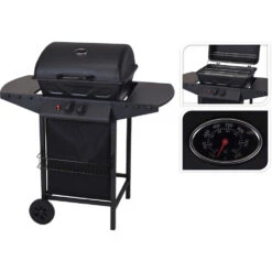 BBQ Gasgrill Mit 2 Brennern Schwarz